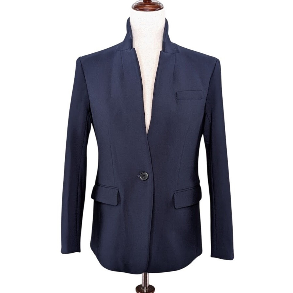 J Crew Regent Blazer Navy Blue 4P Stretch Quiet Luxury Minimalist Light Academia